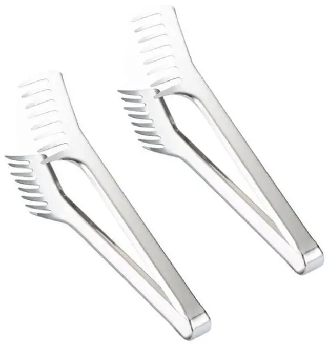Main image of 2 Pack Stainless Steel Pasta Tong, Large 9.4" Stainless Steel Spaghetti Serving Tongs, Comfortable Grip Design Pasta Server Utensil for Noodles Bread Kitchen Cooking Baking Tools