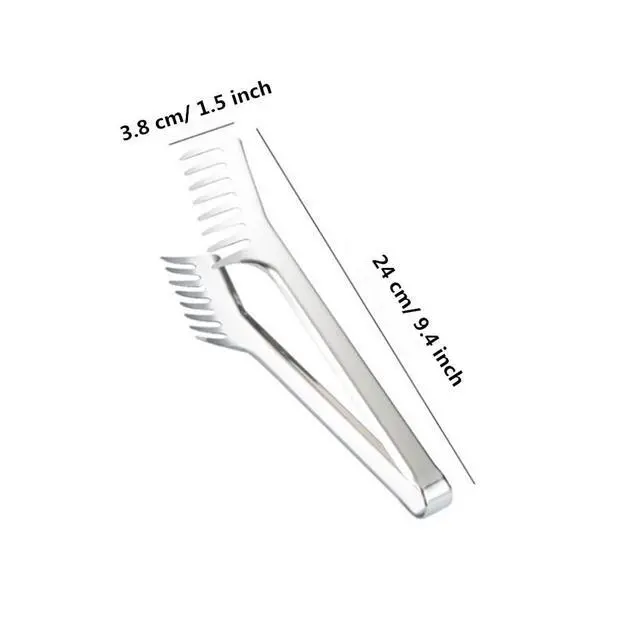 Alt view image 2 of 3 - 2 Pack Stainless Steel Pasta Tong, Large 9.4" Stainless Steel Spaghetti Serving Tongs, Comfortable Grip Design Pasta Server Utensil for Noodles Bread Kitchen Cooking Baking Tools