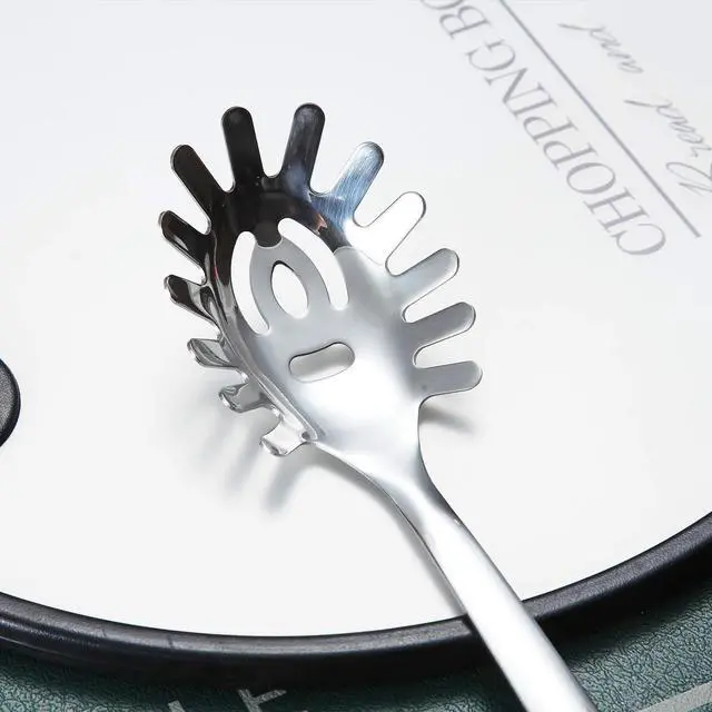 Alt view image 5 of 7 - Spaghetti Spoon, Berglander Pasta Server, Stainless Steel Pasta Spoon, Pasta Fork, Noddle Fork, Heat Resistant, Dishwasher Safe, Easy to Clean