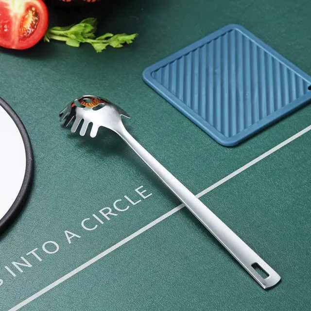 Alt view image 4 of 7 - Spaghetti Spoon, Berglander Pasta Server, Stainless Steel Pasta Spoon, Pasta Fork, Noddle Fork, Heat Resistant, Dishwasher Safe, Easy to Clean