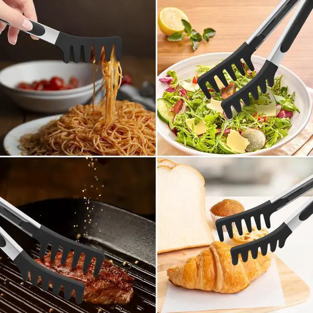 Alt view image 5 of 7 - Pasta Tong Spaghetti Tongs, 9-Inch Heat Resistant Silicone Pasta Tongs