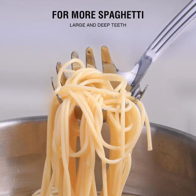 Alt view image 7 of 7 - New Upgraded 12 inch Stainless Steel Spaghetti Server Spoon with Teeth - Pasta Fork Pasta Server Noodle Spoon Heavy Duty Cooking Utensils Classic Dishwasher Safe 1Pc