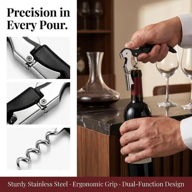 Alt view image 2 of 7 - 4 Pack Wine Opener Wine Key Waiter Corkscrew Professional Bottle Opener | 3-in-1 Multifunction Heavy-Duty Stainless Steel Bar Tools Ergonomic & Portable Ideal Gift for Wine Lovers
