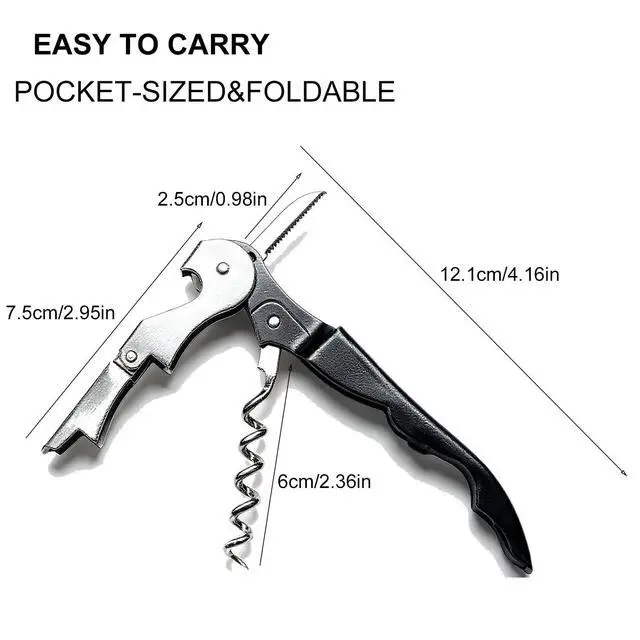 Alt view image 3 of 7 - 4 Pack Wine Opener Wine Key Waiter Corkscrew Professional Bottle Opener | 3-in-1 Multifunction Heavy-Duty Stainless Steel Bar Tools Ergonomic & Portable Ideal Gift for Wine Lovers