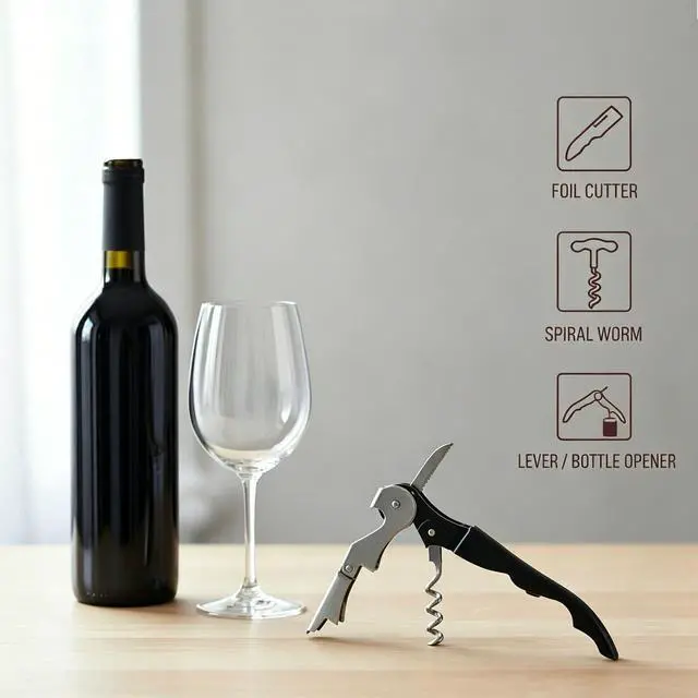 Alt view image 4 of 7 - 4 Pack Wine Opener Wine Key Waiter Corkscrew Professional Bottle Opener | 3-in-1 Multifunction Heavy-Duty Stainless Steel Bar Tools Ergonomic & Portable Ideal Gift for Wine Lovers
