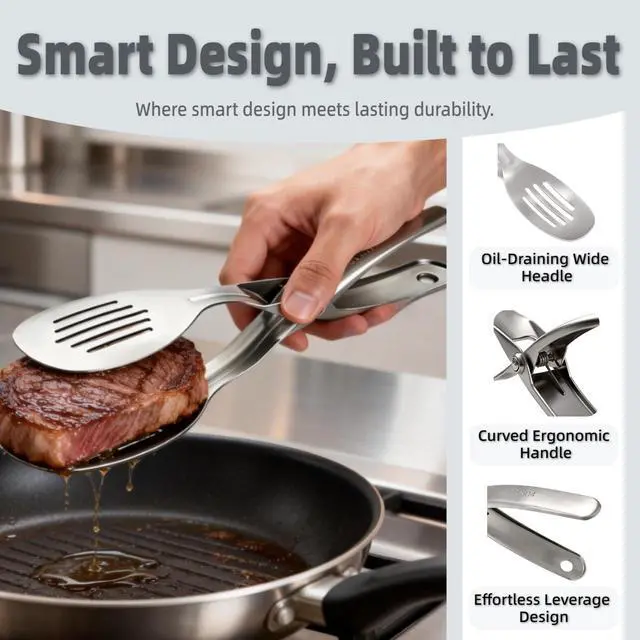Alt view image 3 of 7 - Stainless Steel Kitchen Scissor Heat-Resistant Tongs for Cooking