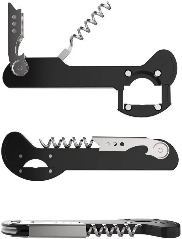 Main image of Wine Opener, Wine Key for Servers, Waiters Corkscrew, Black, 5 1/4" | Houseables Travel Bottle Opener, Cork Screw, with Foil Cutter, Bartenders Tool, Professional, Restaurant, TSA Approved