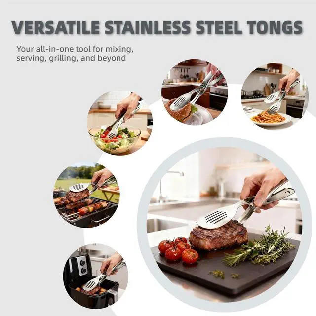 Alt view image 6 of 7 - Stainless Steel Kitchen Scissor Heat-Resistant Tongs for Cooking