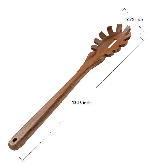 Alt view image 7 of 7 - Wooden Pasta Spoon with Teeth Spaghetti Fork Tongs 13'' Pasta Forks Serving Utensils Acacia Wood Spaghetti Server Spoons Ladle Pastas Spatula Kitchen Tool Spaghettis Scoop Strainer Noodle Spoon