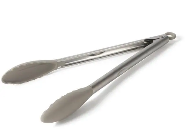 Main image of Edge Kitchen Tongs, Stainless Steel Locking Tongs with Heat-Resistant Silicone Heads, Nonstick-Safe Cooking Tongs for Grilling, Serving & Food Prep, Taupe