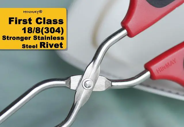 Alt view image 4 of 7 - 12" 16" Extra Long Stainless Steel Kitchen Scissor Tongs Set (Red)