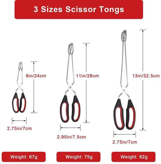Alt view image 2 of 6 - 3 Pack Scissor Tongs Cooking Stainless Steel Food Tongs Barbecue Grilling Tongs for Flipping Food Tool, 9/11/13 Inch
