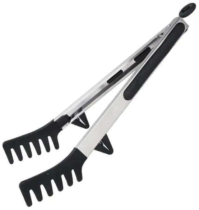Main image of Upgraded Silicone Spaghetti Spoon & Pasta Tong,Non-stick Sturdy Pasta Fork with Teeth,Stainless Steel Handle Spaghetti Tong, Food Clip for Spaghetti Noodles,Server Spoon for Cooking and Serving(Black)