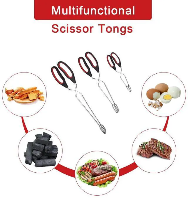 Alt view image 4 of 6 - 3 Pack Scissor Tongs Cooking Stainless Steel Food Tongs Barbecue Grilling Tongs for Flipping Food Tool, 9/11/13 Inch