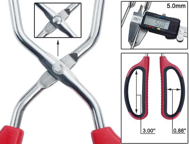 Alt view image 3 of 7 - 12" 16" Extra Long Stainless Steel Kitchen Scissor Tongs Set (Red)