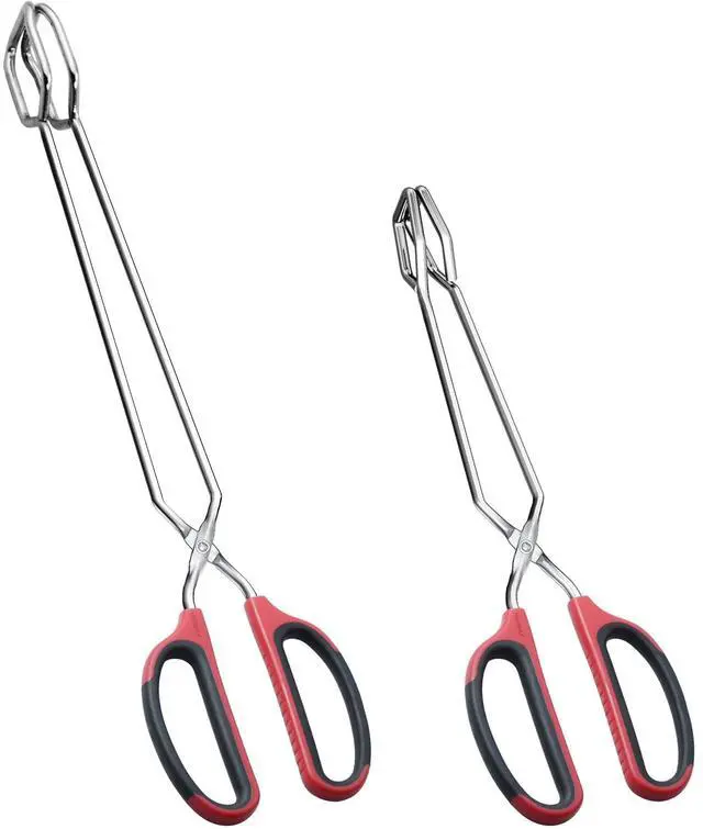 Main image of 12" 16" Extra Long Stainless Steel Kitchen Scissor Tongs Set (Red)