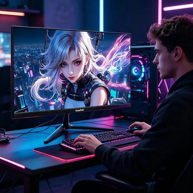 Alt view image 5 of 7 - Gawfolk 24.5-inch Gaming Monitor, FHD 1080P VA Panel, 300Hz Refresh Rate, 1ms Response Time, AMD FreeSync, 100% sRGB, 3500:1 Contrast Ratio, 8-Bit Color, Support Wall Mount
