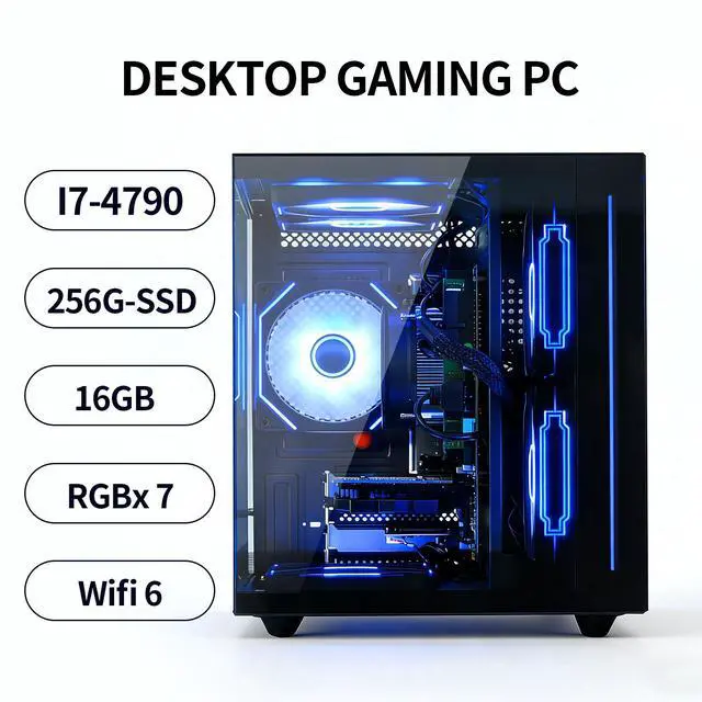 Alt view image 2 of 7 - suevery Intel Core i7-4790 3.6-4.0GHz 4-Core Processor, 16GB RAM, 256GB SSD, Prebuilt Tower Desktop Computer, Business Home or Office PC, Black, with WiFi 6, HDMI, Bluetooth Support,windows 11 pro