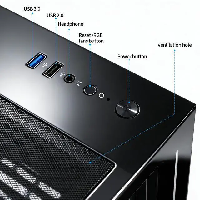 Alt view image 4 of 7 - suevery Gaming PC Desktop, Ryzen 5 6-Core 3.6GHz Up to 4.1GHz 16GB DDR4 RAM 512G SSD RX 560 4G Graphics Card Wi-Fi 6, Gamer Computer Tower for Home Office,Bluetooth Support,windows 11 pro Black