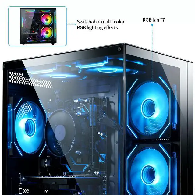Alt view image 3 of 7 - suevery Gaming PC Desktop, Ryzen 5 6-Core 3.6GHz Up to 4.1GHz 16GB DDR4 RAM 512G SSD RX 560 4G Graphics Card Wi-Fi 6, Gamer Computer Tower for Home Office,Bluetooth Support,windows 11 pro Black