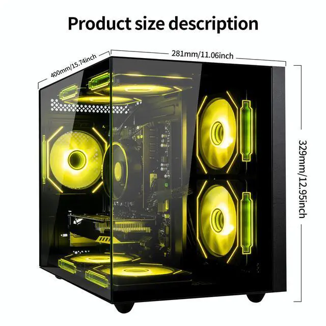 Alt view image 7 of 7 - suevery Gaming PC Desktop, Ryzen 5 6-Core 3.6GHz Up to 4.1GHz 16GB DDR4 RAM 512G SSD RX 560 4G Graphics Card Wi-Fi 6, Gamer Computer Tower for Home Office,Bluetooth Support,windows 11 pro Black