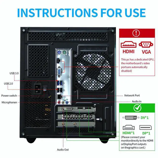 Alt view image 5 of 7 - suevery Gaming PC Desktop, Ryzen 5 6-Core 3.6GHz Up to 4.1GHz 16GB DDR4 RAM 512G SSD RX 560 4G Graphics Card Wi-Fi 6, Gamer Computer Tower for Home Office,Bluetooth Support,windows 11 pro Black