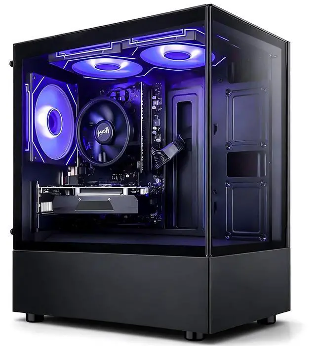 Alt view image 4 of 7 - QEHI Gaming PC Desktop AMD Ryzen 5 3500X DDR4 RX560 16G 512GB SSD Black WiFi 6, RGB Lighting