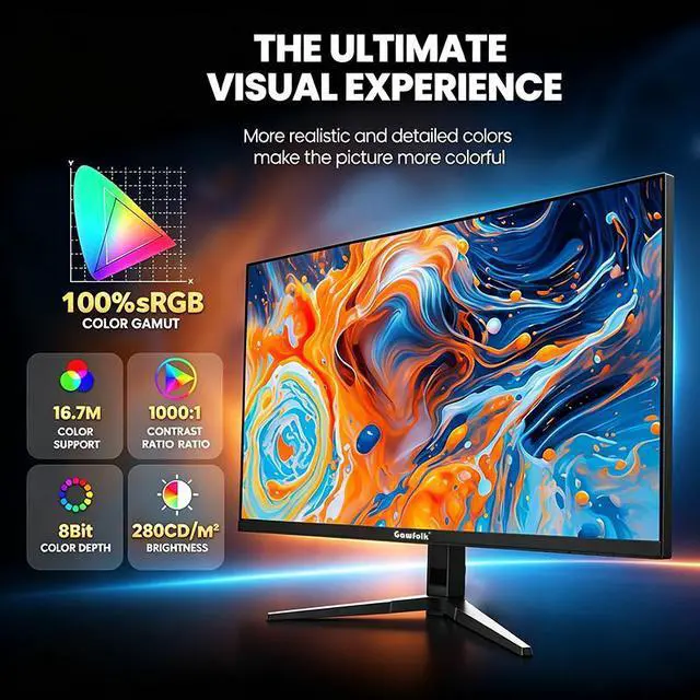 Alt view image 2 of 7 - Gawfolk 34 Inch Ultrawide Gaming Monitor, 165Hz UWQHD (3440x1440) Screen | FreeSync, PIP/PBP Mode, Dual HDMI 2.0 & DP 1.4, VESA, Assist Crosshair