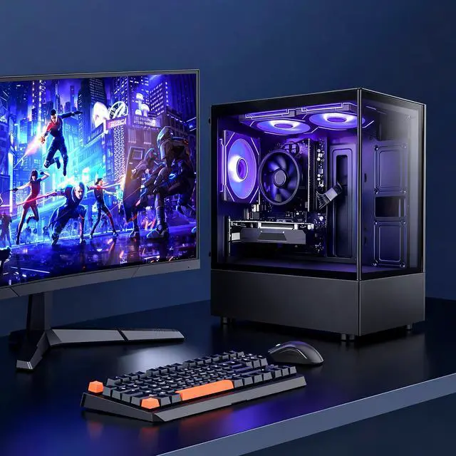 Alt view image 5 of 7 - QEHI Gaming PC Desktop AMD Ryzen 5 3500X DDR4 RX560 16G 512GB SSD Black WiFi 6, RGB Lighting