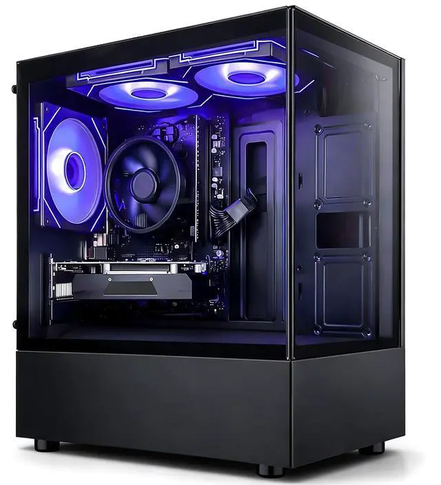 Main image of QEHI Gaming PC Desktop AMD Ryzen 5 3500X DDR4 RX560 16G 512GB SSD Black WiFi 6, RGB Lighting