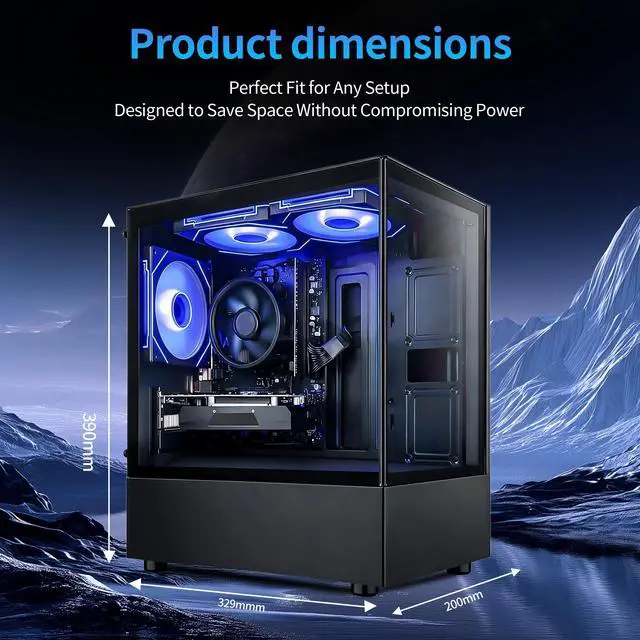 Alt view image 7 of 7 - QEHI Gaming PC Desktop AMD Ryzen 5 3500X DDR4 RX560 16G 512GB SSD Black WiFi 6, RGB Lighting