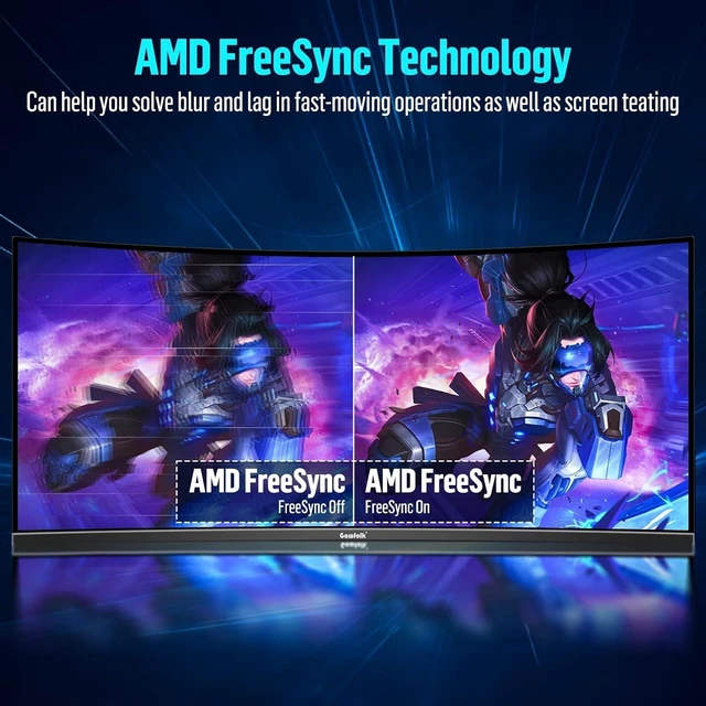 Alt view image 6 of 7 - Gawfolk 34Inch Curved Ultrawide Gaming Monitor, 3440×1440 UWQHD 21:9, 165Hz,1ms GTG,1500R Curved VA Panel,AdaptiveSync,DP 1.4 HDMI 2.1,VESA Mountable Builtin Speakers