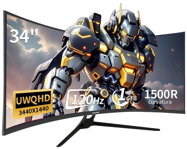 Main image of Gawfolk 34" 1500R Curved Ultrawide Gaming Monitor, 21:9 UWQHD 3440 x 1440, 120Hz Refresh Rate, 1ms GTG Response Time, 100% sRGB, FreeSync, VESA Mount 75x75mm, Tilt Adjustment for PC Gaming & Home Offi