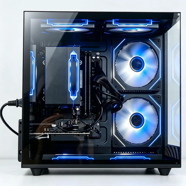 Alt view image 2 of 7 - Suevery PC Desktop, Computer, i5-6400, 16GB DDR3 RAM, 256GB SSD, GT730 2GB Graphics Card, RGB , Tempered Glass Case, Home Office Desktop, Student PC, Desktop Tower, Business Com