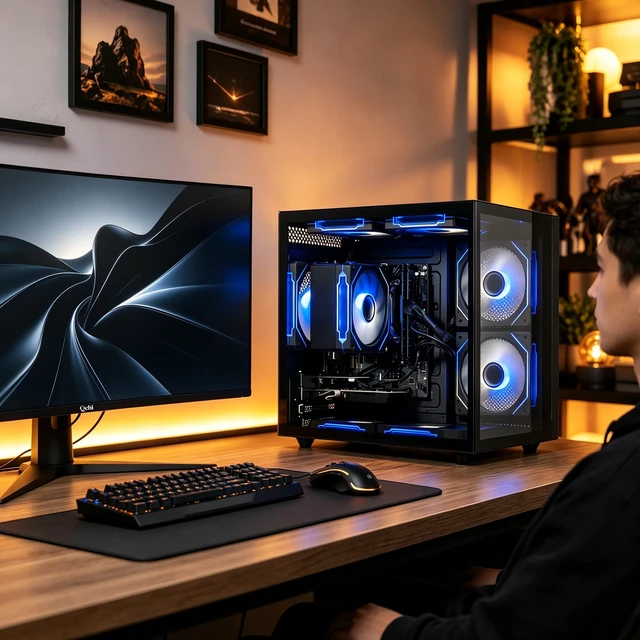 Alt view image 5 of 7 - Suevery PC Desktop, Computer, i5-6400, 16GB DDR3 RAM, 256GB SSD, GT730 2GB Graphics Card, RGB , Tempered Glass Case, Home Office Desktop, Student PC, Desktop Tower, Business Com