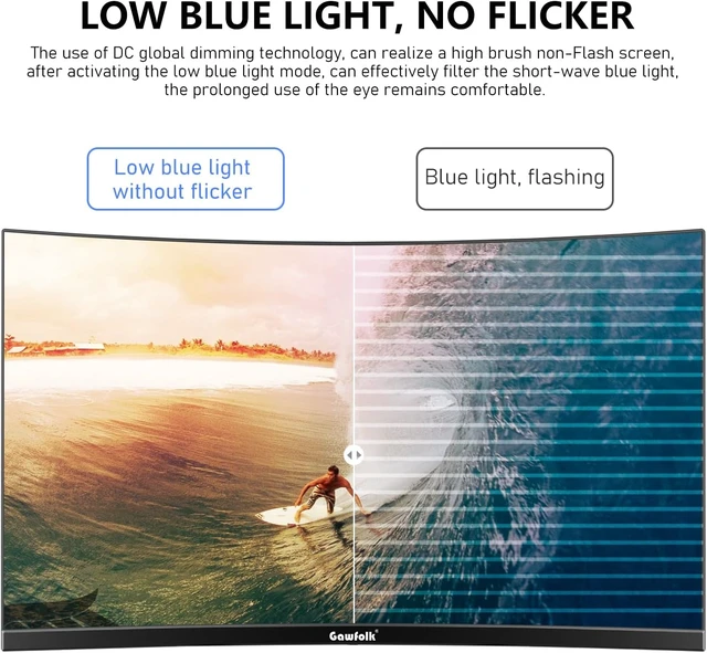 Alt view image 6 of 7 - Gawfolk 24.5 Inch Gaming Curved Monitor 3000R 120Hz PC Screen Full HD 1080P