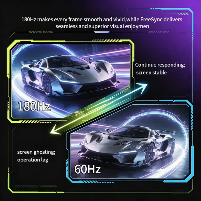 Alt view image 2 of 7 - Gawfolk 27" 180Hz Curved Gaming Monitor FHD 1920x1080, Adaptive Sync, 1800R, 16.7M Colors, 100% sRGB, VESA Mountable, Tilt Adjustable