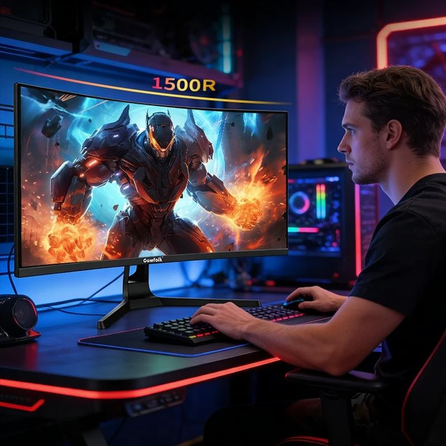 Alt view image 2 of 7 - Gawfolk 34" Curved Gaming Monitor, UWQHD 3440×1440, 180Hz, 1500R Curved, 21:9 Ultrawide, Low Blue Light Eye Protection, 4000:1 Contrast, 100% sRGB, 8-Bit, HDMI DP, Ultra Wide Computer Monitor for PC G