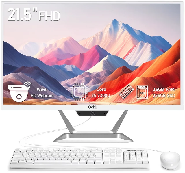 Main image of Qehi 21.5"Inch All-in-One Desktop Computer Core I5 Up to 3.5G 16G RAM 256G SSD Wi-Fi6 Includes Keyboard & Mouse
