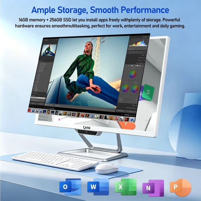 Alt view image 6 of 7 - Qehi 21.5"Inch All-in-One Desktop Computer Core I5 Up to 3.5G 16G RAM 256G SSD Wi-Fi6 Includes Keyboard & Mouse