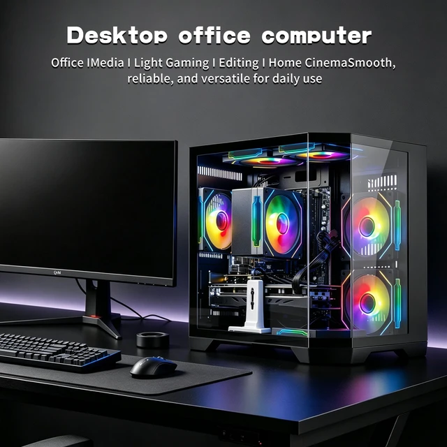 Alt view image 5 of 7 - Qehi Gaming Desktop PC, Ryzen 7 , RTX3050 8G,16G RAM,1T SSD ,WIFI6,prebuilt Black pcs