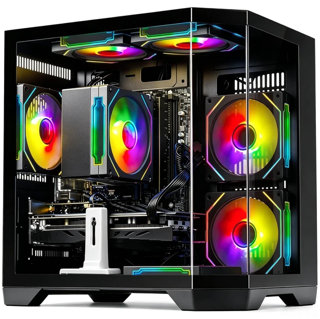 Alt view image 3 of 7 - Qehi Gaming Desktop PC, Ryzen 7 , RTX3050 8G,16G RAM,1T SSD ,WIFI6,prebuilt Black pcs