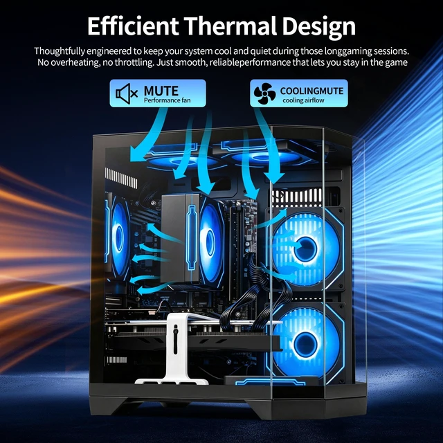 Alt view image 7 of 7 - Qehi Gaming Desktop PC, Ryzen 7 , RTX3050 8G,16G RAM,1T SSD ,WIFI6,prebuilt Black pcs
