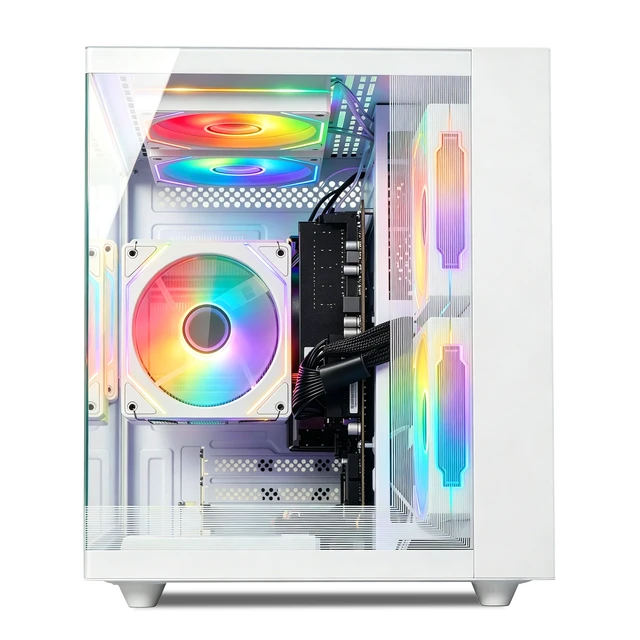 Alt view image 4 of 7 - Qehi Desktop Tower PC, Ryzen 5 3400G , 16GB DDR4 RAM, 512GB 2.5" SATA SSD, RGB Lighting, White Desktop Computer for Home Office Daily Use