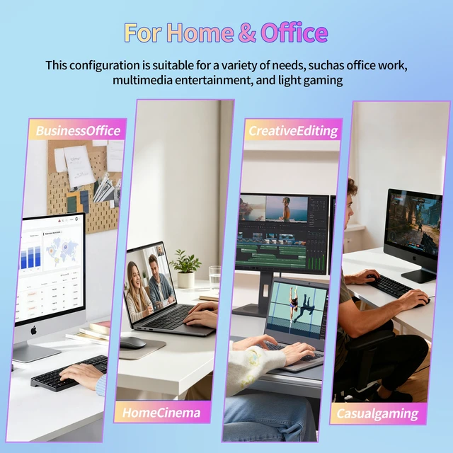 Alt view image 3 of 7 - Qehi Desktop Tower PC, Ryzen 5 3400G , 16GB DDR4 RAM, 512GB 2.5" SATA SSD, RGB Lighting, White Desktop Computer for Home Office Daily Use