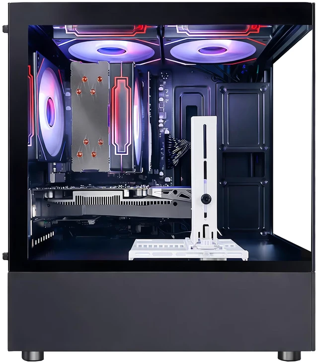 Alt view image 2 of 7 - Qehi Gaming PC Desktop, Ryzen 7 5700X, RTX 3050 6GB, 16GB DDR4 RAM, 512GB NVMe SSD, WiFi 6, Black Prebuilt Gaming Computer Tower