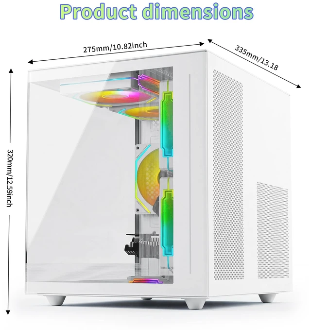 Alt view image 7 of 7 - Qehi Prebuilt Desktop PC, AMD Ryzen 5 3400G, 16GB DDR4 RAM, 256GB 2.5" SSD, White ARGB Tempered Glass Tower, Home Office & Student Desktop Computer
