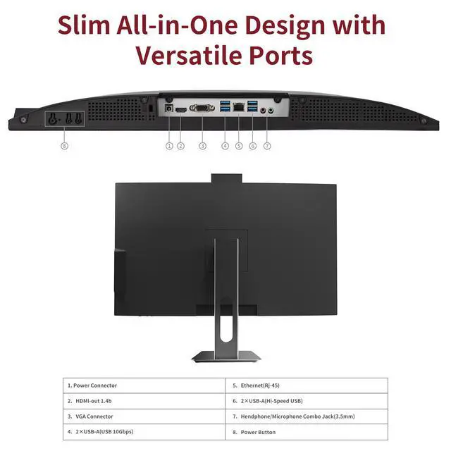 Alt view image 5 of 7 - 27" All-in-One Desktop Computer, i7 CPU, 16GB RAM, 512GB SSD, Win 11 Home Retractable Webcam, External WiFi 6 + BT Adapter, Integrated Graphics, Space-Saving AIO PC for Home Office Business