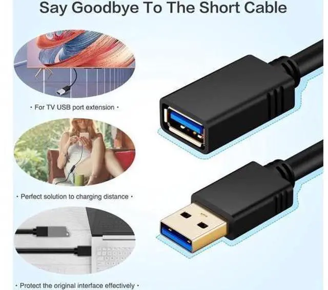 Alt view image 2 of 7 - 16.4 ft. / 5m USB 3.0 Extension Cable , USB 3.0 Extension Cable - A-Male to A-Female for USB Flash Drive, Card Reader, Hard Drive, Keyboard,Mouse,Playstation, Xbox, Printer, Camera