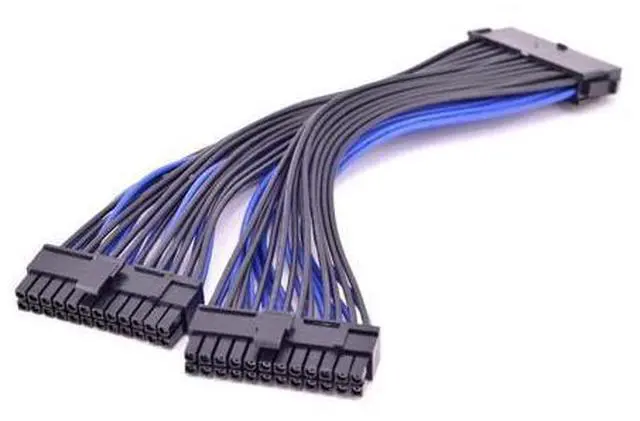 Alt view image 3 of 3 - 24Pin 1 to 2 Power Supply Extension Cable ATX 24 Pin Male to Female Power Port Cable 20+4 Pin Desktop Internal PSU cable 50CM 1.6 ft.